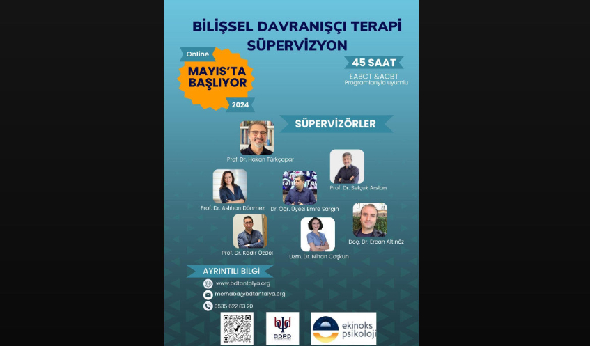 ONLİNE BİLİŞSEL DAVRANIŞÇI SÜPERVİZYON PROGRAMI 2024-KONTENJANIMIZ DOLMUŞTUR.